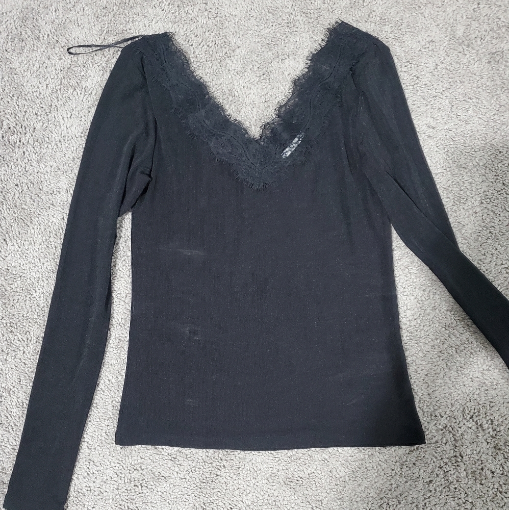 Small H&M Black lace neck shirt